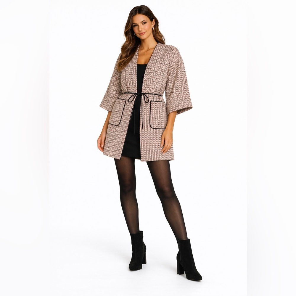 ba&sh arco tweed black red white coat XS/4